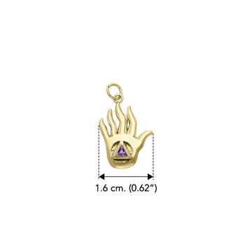 AA Recovery Hand Solid Yellow Gold Charm GCM041